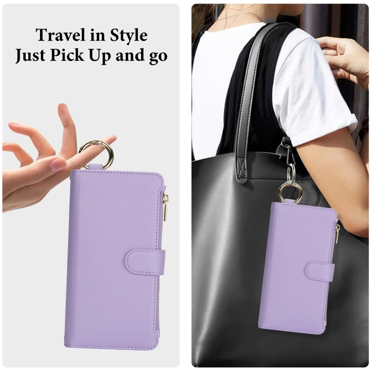 For Samsung Galaxy S24 5G Crossbody Ring Multifunctional Wallet Leather Phone Case(Purple) - Galaxy S24 5G Cases by PMC Jewellery | Online Shopping South Africa | PMC Jewellery | Buy Now Pay Later Mobicred