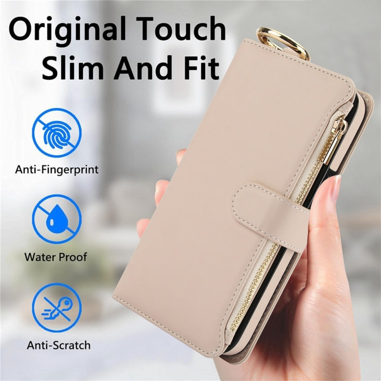 For Samsung Galaxy S24+ 5G Crossbody Ring Multifunctional Wallet Leather Phone Case(White) - Galaxy S24+ 5G Cases by PMC Jewellery | Online Shopping South Africa | PMC Jewellery | Buy Now Pay Later Mobicred