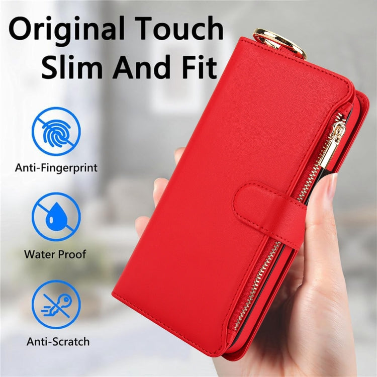 For Samsung Galaxy S24+ 5G Crossbody Ring Multifunctional Wallet Leather Phone Case(Red) - Galaxy S24+ 5G Cases by PMC Jewellery | Online Shopping South Africa | PMC Jewellery | Buy Now Pay Later Mobicred