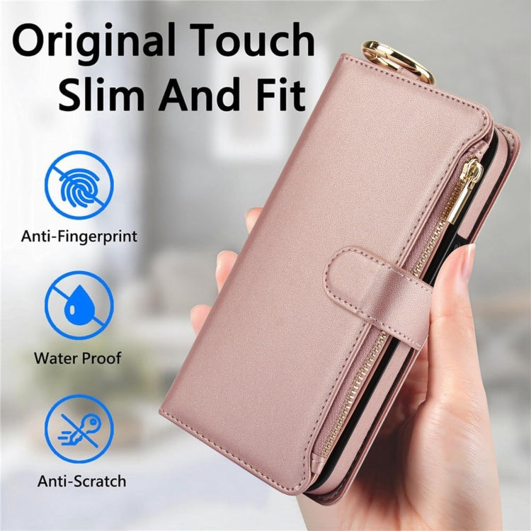 For Samsung Galaxy S24+ 5G Crossbody Ring Multifunctional Wallet Leather Phone Case(Rose Gold) - Galaxy S24+ 5G Cases by PMC Jewellery | Online Shopping South Africa | PMC Jewellery | Buy Now Pay Later Mobicred