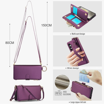 For Samsung Galaxy S24+ 5G Crossbody Ring Multifunctional Wallet Leather Phone Case(Dark Purple) - Galaxy S24+ 5G Cases by PMC Jewellery | Online Shopping South Africa | PMC Jewellery | Buy Now Pay Later Mobicred