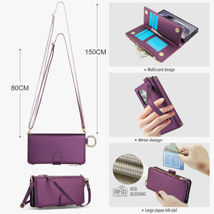 For Samsung Galaxy S24 Ultra 5G Crossbody Ring Multifunctional Wallet Leather Phone Case(Dark Purple) - Galaxy S24 Ultra 5G Cases by PMC Jewellery | Online Shopping South Africa | PMC Jewellery | Buy Now Pay Later Mobicred