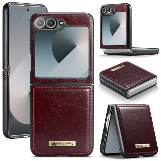 For Samsung Galaxy Z Flip6 5G CaseMe 003 Crazy Horse Texture Flip Leather Phone Case(Wine Red) - Galaxy Z Flip6 5G Cases by CaseMe | Online Shopping South Africa | PMC Jewellery | Buy Now Pay Later Mobicred