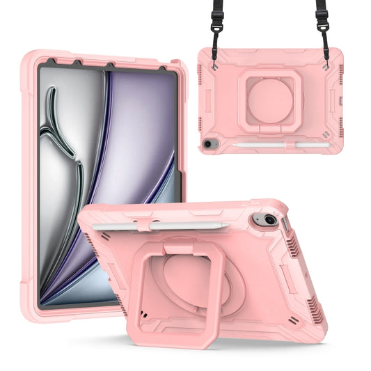 For iPad Air 11 2025 / 2024 Handle Grip Holder Silicone Hybrid PC Tablet Case with Strap(Rose Gold) - iPad Air 11 2025 / 2024 Cases by PMC Jewellery | Online Shopping South Africa | PMC Jewellery | Buy Now Pay Later Mobicred