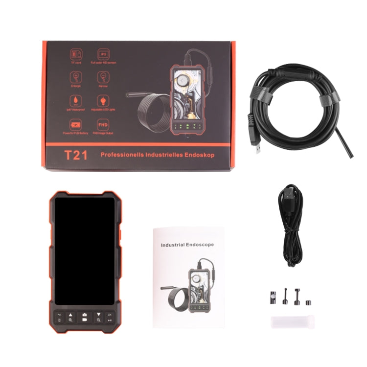 T21 4.5 inch IPS Color Screen 5.5mm Dual Camera Split Hard Cable Industrial Endoscope, Length:1m(Black Red) - free shipping - PMC TechLife - Order now!