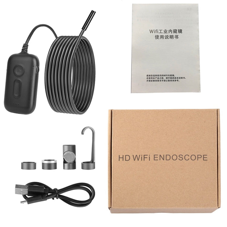 Y15 5.5mm Single Camera WiFi Connected Hard Cable HD Industrial Endoscope, Length:10m(Black) -  by PMC Jewellery | Online Shopping South Africa | PMC Jewellery | Buy Now Pay Later Mobicred