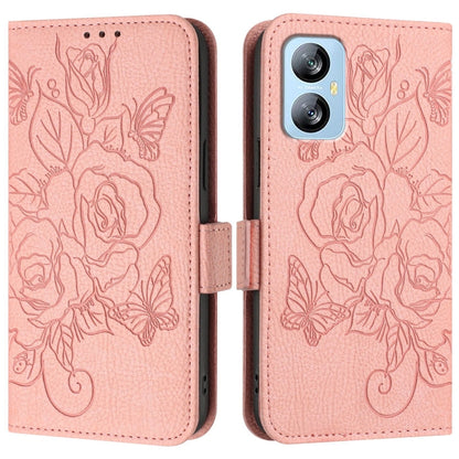 For Blackview A52 Embossed Rose RFID Anti-theft Leather Phone Case(Pink) - More Brand by PMC Jewellery | Online Shopping South Africa | PMC Jewellery | Buy Now Pay Later Mobicred