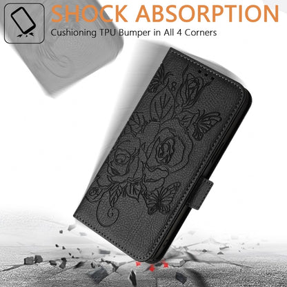 For Blackview WAVE 6C Embossed Rose RFID Anti-theft Leather Phone Case(Black) - More Brand by PMC Jewellery | Online Shopping South Africa | PMC Jewellery | Buy Now Pay Later Mobicred