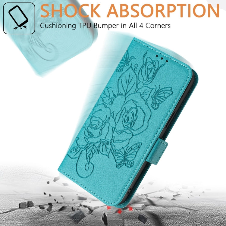 For Ulefone Note 14 Embossed Rose RFID Anti-theft Leather Phone Case(Light Blue) - Ulefone Cases by PMC Jewellery | Online Shopping South Africa | PMC Jewellery | Buy Now Pay Later Mobicred