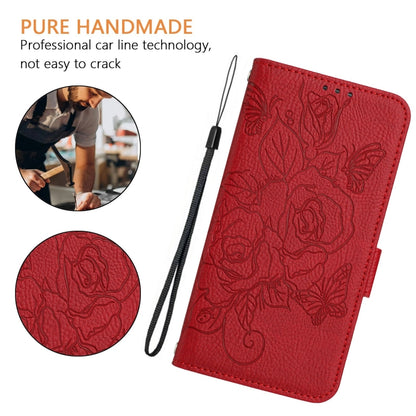 For Google Pixel 9 Pro XL Embossed Rose RFID Anti-theft Leather Phone Case(Red) - Google Cases by PMC Jewellery | Online Shopping South Africa | PMC Jewellery | Buy Now Pay Later Mobicred