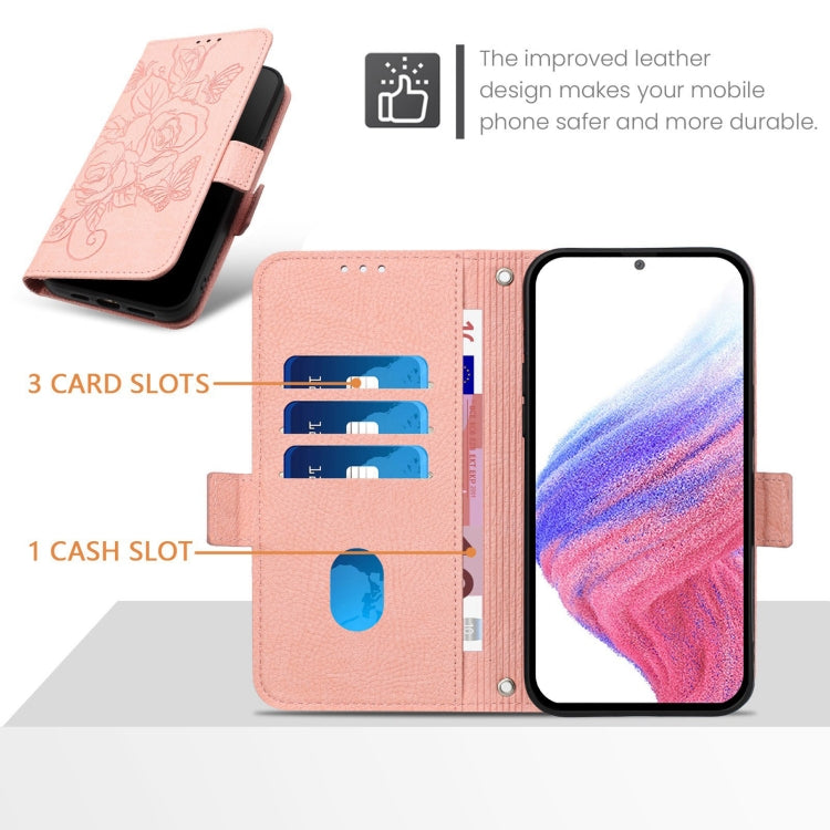 For Google Pixel 9 Pro XL Embossed Rose RFID Anti-theft Leather Phone Case(Pink) - Google Cases by PMC Jewellery | Online Shopping South Africa | PMC Jewellery | Buy Now Pay Later Mobicred