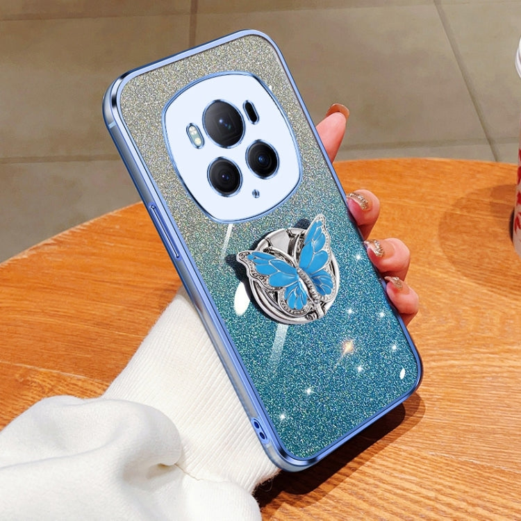 For Honor Magic6 Pro Plated Gradient Glitter Butterfly Holder TPU Phone Case(Sierra Blue) - Honor Cases by PMC Jewellery | Online Shopping South Africa | PMC Jewellery | Buy Now Pay Later Mobicred