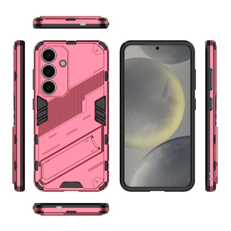 For Samsung Galaxy S25 5G Punk Armor 2 in 1 PC + TPU Shockproof Phone Case with Invisible Holder(Light Red) - Galaxy S25 5G Cases by PMC Jewellery | Online Shopping South Africa | PMC Jewellery | Buy Now Pay Later Mobicred