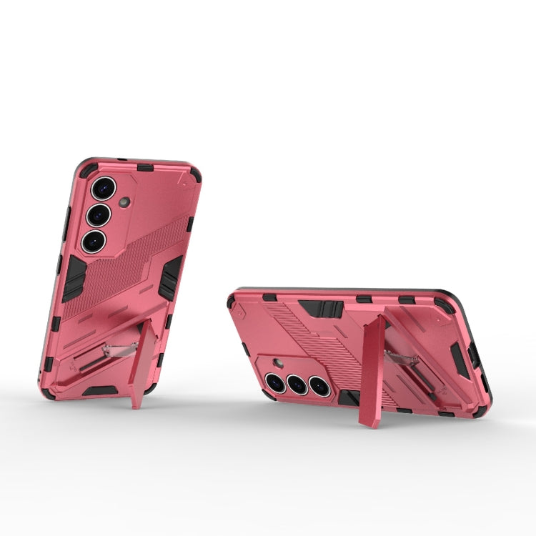 For Samsung Galaxy S25 5G Punk Armor 2 in 1 PC + TPU Shockproof Phone Case with Invisible Holder(Light Red) - Galaxy S25 5G Cases by PMC Jewellery | Online Shopping South Africa | PMC Jewellery | Buy Now Pay Later Mobicred
