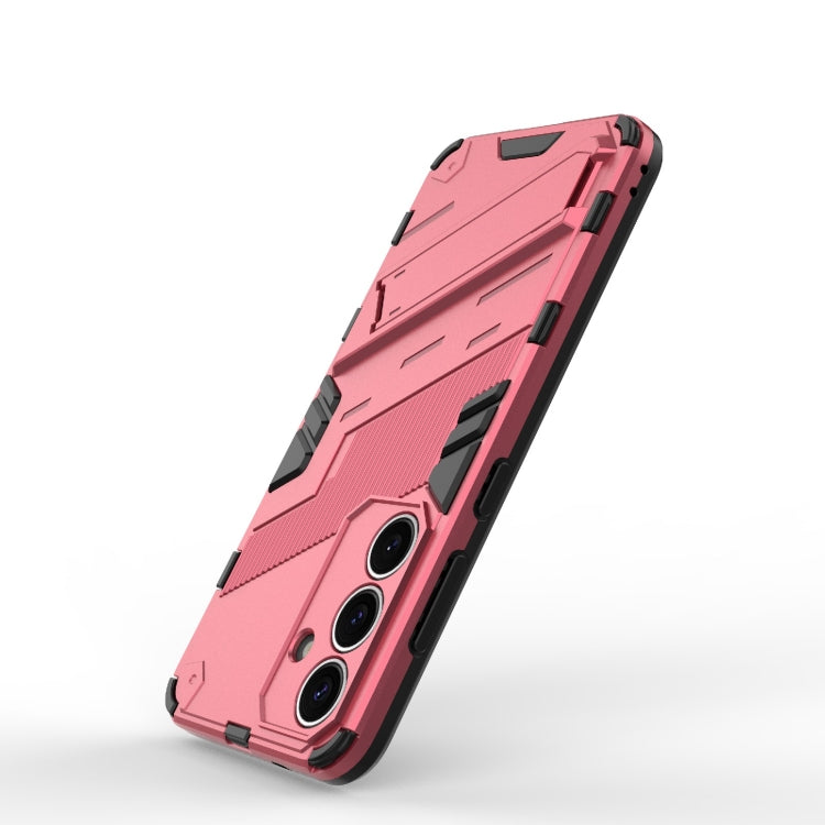 For Samsung Galaxy S25 5G Punk Armor 2 in 1 PC + TPU Shockproof Phone Case with Invisible Holder(Light Red) - Galaxy S25 5G Cases by PMC Jewellery | Online Shopping South Africa | PMC Jewellery | Buy Now Pay Later Mobicred