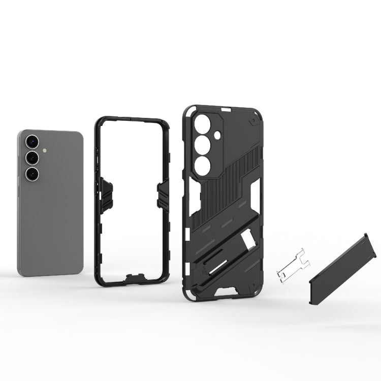 For Samsung Galaxy S25 5G Punk Armor 2 in 1 PC + TPU Shockproof Phone Case with Invisible Holder(Light Red) - Galaxy S25 5G Cases by PMC Jewellery | Online Shopping South Africa | PMC Jewellery | Buy Now Pay Later Mobicred
