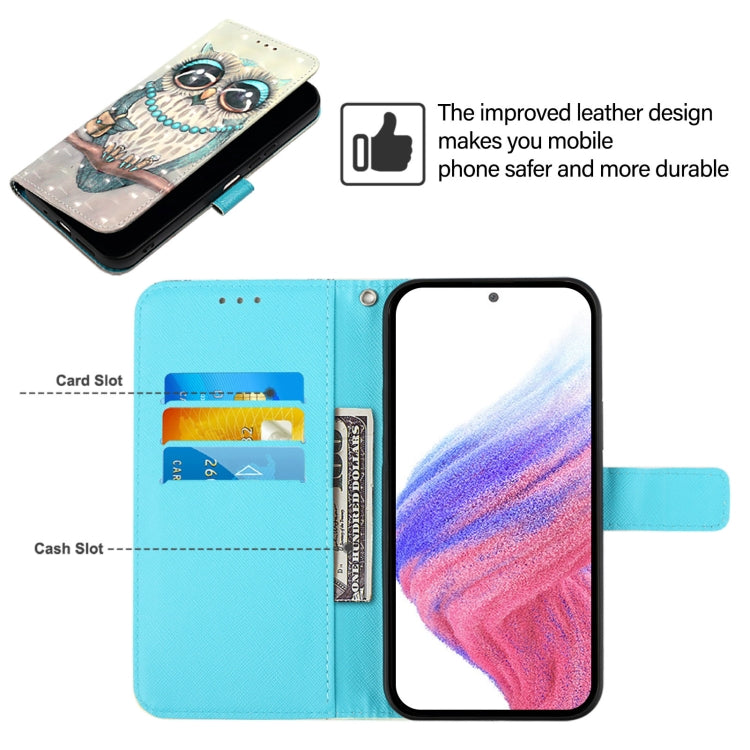 For Blackview Wave 6C 3D Painting Horizontal Flip Leather Phone Case(Grey Owl) - More Brand by PMC TechLife | Online Shopping South Africa | PMC TechLife | Buy Now Pay Later Mobicred