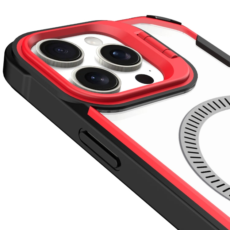 For iPhone 16 Pro Transparent Acrylic MagSafe Lens Holder Phone Case(Red) - iPhone 16 Pro Cases by PMC TechLife | Online Shopping South Africa | PMC TechLife | Buy Now Pay Later Mobicred