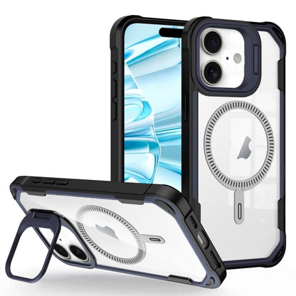 For iPhone 16 Plus Transparent Acrylic MagSafe Lens Holder Phone Case(Navy) - iPhone 16 Plus Cases by PMC Jewellery | Online Shopping South Africa | PMC Jewellery | Buy Now Pay Later Mobicred