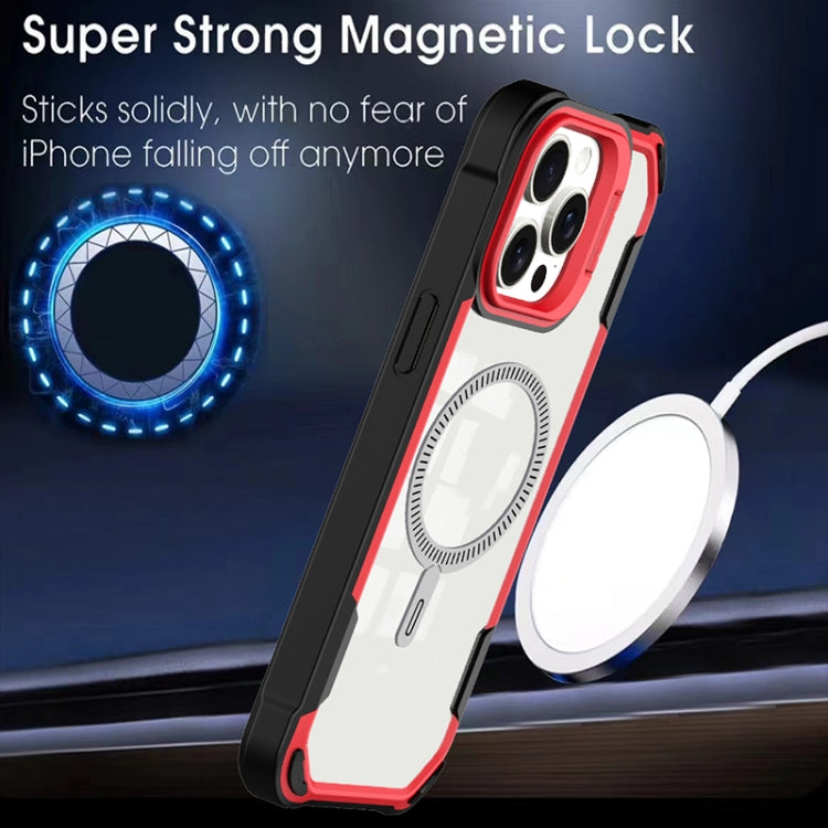 For iPhone 16 Transparent Acrylic MagSafe Lens Holder Phone Case(Red) - iPhone 16 Cases by PMC TechLife | Online Shopping South Africa | PMC TechLife | Buy Now Pay Later Mobicred