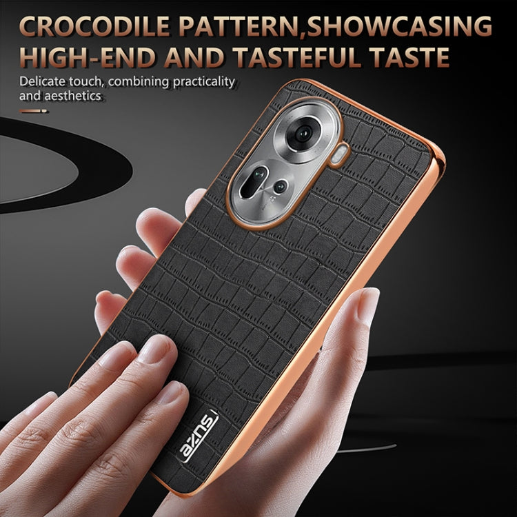 For OPPO Reno11 Global AZNS Electroplated Frame Crocodile Texture Full Coverage Phone Case(Blue) - Reno11 Cases by AZNS | Online Shopping South Africa | PMC Jewellery | Buy Now Pay Later Mobicred