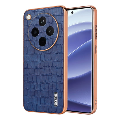 For OPPO Find X8 AZNS Electroplated Frame Crocodile Texture Full Coverage Phone Case(Blue) - Find X8 Cases by AZNS | Online Shopping South Africa | PMC Jewellery | Buy Now Pay Later Mobicred