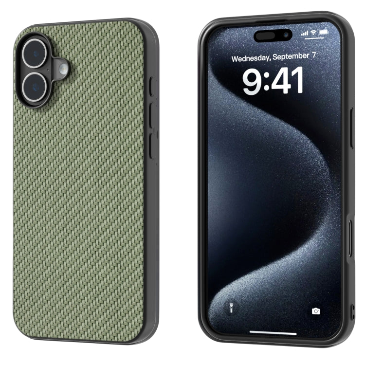 For iPhone 16 Plus Carbon Fiber Texture Protective Phone Case(Green) - iPhone 16 Plus Cases by PMC TechLife | Online Shopping South Africa | PMC TechLife | Buy Now Pay Later Mobicred