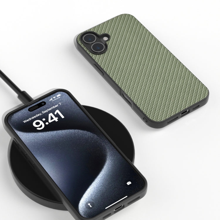 For iPhone 16 Plus Carbon Fiber Texture Protective Phone Case(Green) - iPhone 16 Plus Cases by PMC TechLife | Online Shopping South Africa | PMC TechLife | Buy Now Pay Later Mobicred