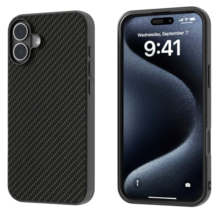 For iPhone 16 Plus Carbon Fiber Texture Protective Phone Case(Black) - iPhone 16 Plus Cases by PMC Jewellery | Online Shopping South Africa | PMC Jewellery | Buy Now Pay Later Mobicred