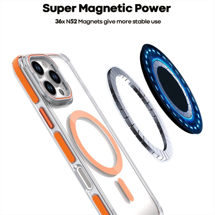 For iPhone 16 Plus Dual-Color Clear Acrylic Hybrid TPU Lens Flip Holder MagSafe Phone Case(Blue) - iPhone 16 Plus Cases by PMC Jewellery | Online Shopping South Africa | PMC Jewellery | Buy Now Pay Later Mobicred