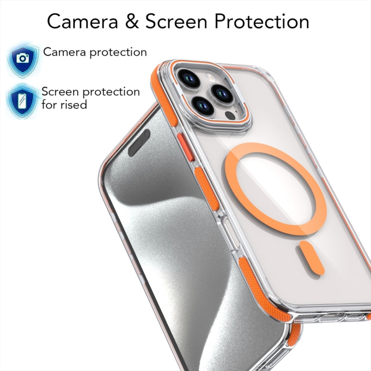 For iPhone 16 Pro Dual-Color Clear Acrylic Hybrid TPU Lens Flip Holder MagSafe Phone Case(Blue) - iPhone 16 Pro Cases by PMC Jewellery | Online Shopping South Africa | PMC Jewellery | Buy Now Pay Later Mobicred