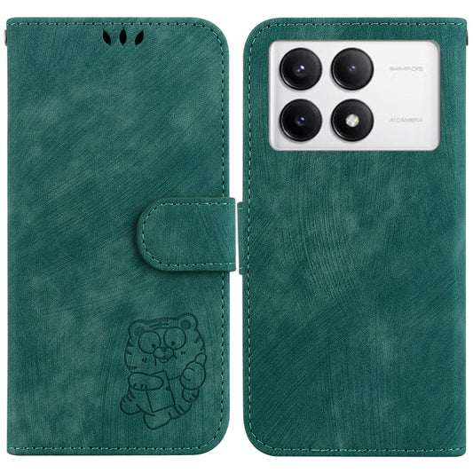 For Redmi K70 / K70 Pro Little Tiger Embossed Leather Phone Case(Green) - K70 Cases by PMC Jewellery | Online Shopping South Africa | PMC Jewellery | Buy Now Pay Later Mobicred