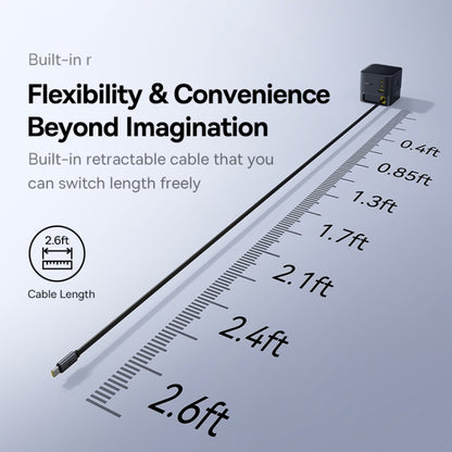 Baseus Super GaN 100W USB-C / Type-C Retractable Cable Desktop Charger, Specification:US Plug(Black) - Multifunction Charger by Baseus | Online Shopping South Africa | PMC Jewellery | Buy Now Pay Later Mobicred
