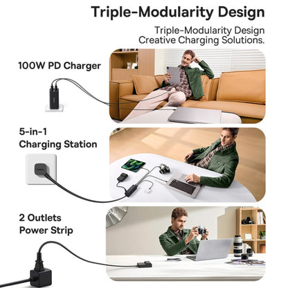 Baseus Lingao Mini Series 100W 3Type-C+USB Ports with 1 Socket Desktop GaN Charger, Length: 1.5m(US Plug) - Multifunction Charger by Baseus | Online Shopping South Africa | PMC Jewellery | Buy Now Pay Later Mobicred