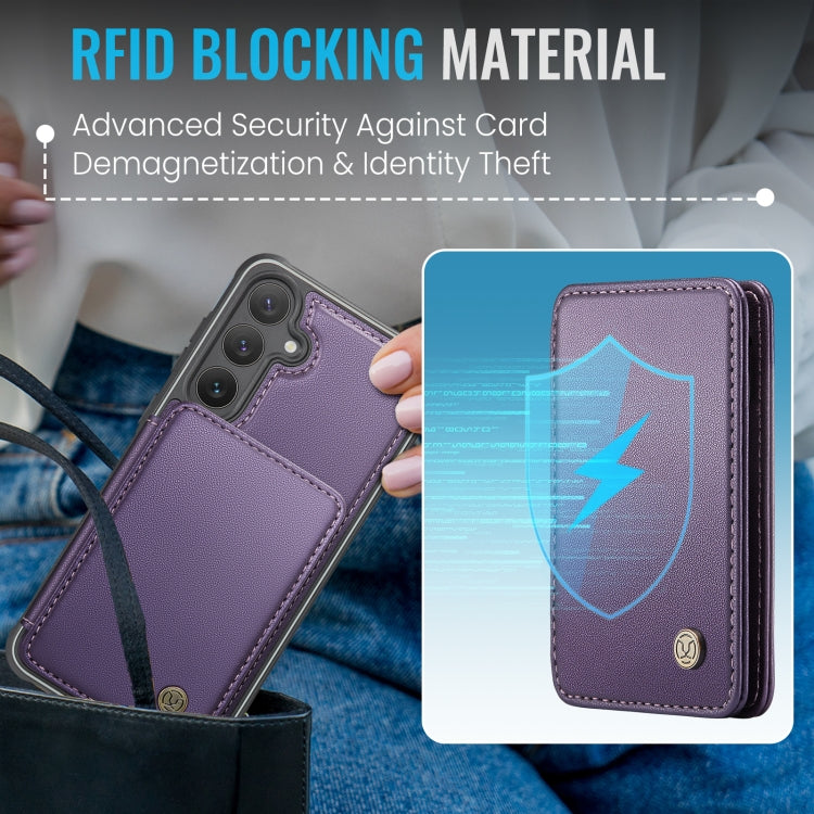 For Samsung Galaxy S24 5G JEEHOOD J05 Business Magnetic Style RFID Leather Phone Case(Purple) - Galaxy S24 5G Cases by JEEHOOD | Online Shopping South Africa | PMC Jewellery | Buy Now Pay Later Mobicred