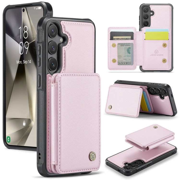 For Samsung Galaxy S24 5G JEEHOOD J05 Business Magnetic Style RFID Leather Phone Case(Pink) - Galaxy S24 5G Cases by JEEHOOD | Online Shopping South Africa | PMC Jewellery | Buy Now Pay Later Mobicred