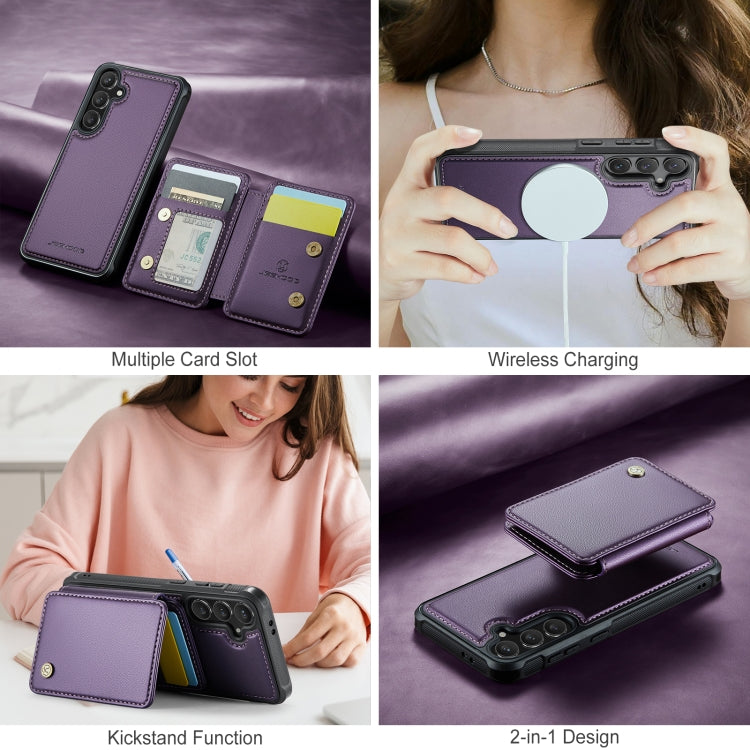 For Samsung Galaxy S24 FE 5G JEEHOOD J05 Business Magnetic Style RFID Leather Phone Case(Purple) - Galaxy S24 FE 5G Cases by JEEHOOD | Online Shopping South Africa | PMC Jewellery | Buy Now Pay Later Mobicred