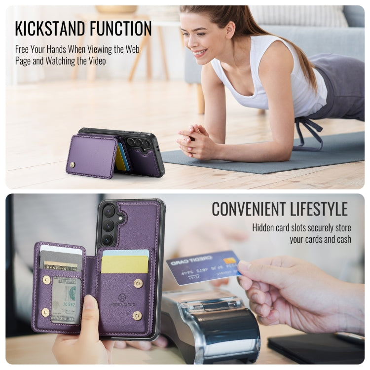 For Samsung Galaxy S24 FE 5G JEEHOOD J05 Business Magnetic Style RFID Leather Phone Case(Purple) - Galaxy S24 FE 5G Cases by JEEHOOD | Online Shopping South Africa | PMC Jewellery | Buy Now Pay Later Mobicred