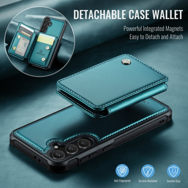 For Samsung Galaxy S24 FE 5G JEEHOOD J05 Business Magnetic Style RFID Leather Phone Case(Blue Green) - Galaxy S24 FE 5G Cases by JEEHOOD | Online Shopping South Africa | PMC Jewellery | Buy Now Pay Later Mobicred