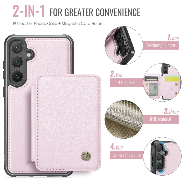 For Samsung Galaxy S24 FE 5G JEEHOOD J05 Business Magnetic Style RFID Leather Phone Case(Pink) - Galaxy S24 FE 5G Cases by JEEHOOD | Online Shopping South Africa | PMC Jewellery | Buy Now Pay Later Mobicred