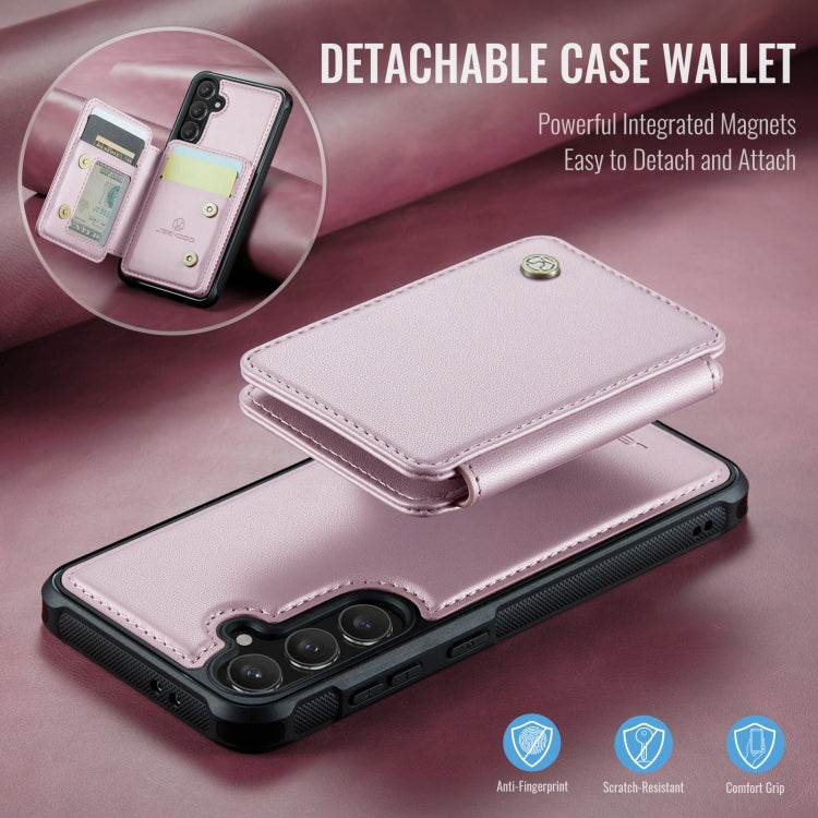 For Samsung Galaxy S24 FE 5G JEEHOOD J05 Business Magnetic Style RFID Leather Phone Case(Pink) - Galaxy S24 FE 5G Cases by JEEHOOD | Online Shopping South Africa | PMC Jewellery | Buy Now Pay Later Mobicred