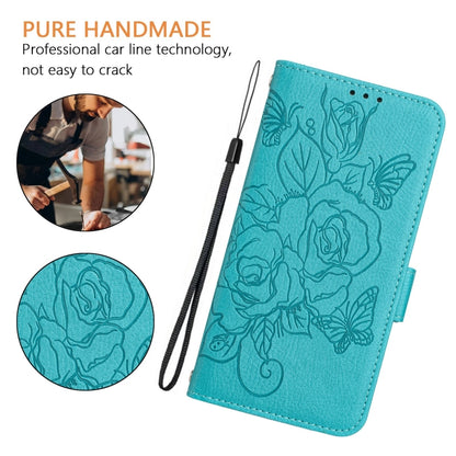 For Motorola Edge 5G 2024 Embossed Rose RFID Anti-theft Leather Phone Case(Light Blue) - Motorola Cases by PMC Jewellery | Online Shopping South Africa | PMC Jewellery | Buy Now Pay Later Mobicred