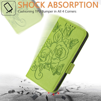 For Motorola Moto G Power 5G 2024 Embossed Rose RFID Anti-theft Leather Phone Case(Green) - Motorola Cases by PMC Jewellery | Online Shopping South Africa | PMC Jewellery | Buy Now Pay Later Mobicred