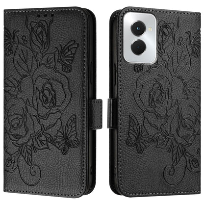 For Motorola Moto G Power 5G 2024 Embossed Rose RFID Anti-theft Leather Phone Case(Black) - Motorola Cases by PMC Jewellery | Online Shopping South Africa | PMC Jewellery | Buy Now Pay Later Mobicred