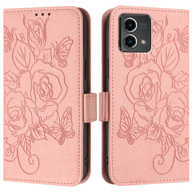 For Motorola Moto G Stylus 5G 2024 Embossed Rose RFID Anti-theft Leather Phone Case(Pink) - Motorola Cases by PMC Jewellery | Online Shopping South Africa | PMC Jewellery | Buy Now Pay Later Mobicred