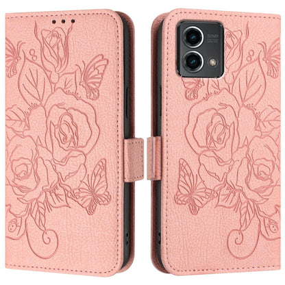 For Motorola Moto G Stylus 5G 2024 Embossed Rose RFID Anti-theft Leather Phone Case(Pink) - Motorola Cases by PMC Jewellery | Online Shopping South Africa | PMC Jewellery | Buy Now Pay Later Mobicred