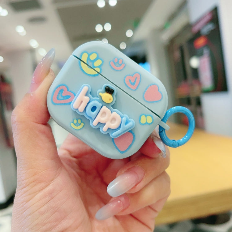 For AirPods 3 Fresh 3D Text Skin Feel Earbuds Box PC Case(Blue) - For AirPods 3 by PMC Jewellery | Online Shopping South Africa | PMC Jewellery | Buy Now Pay Later Mobicred