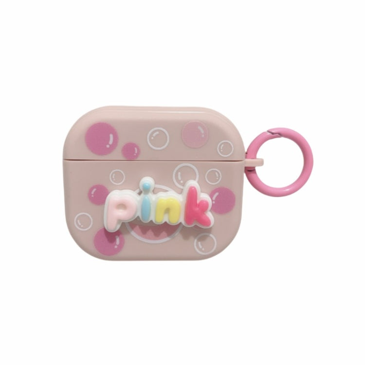 For AirPods Pro Fresh 3D Text Skin Feel Earbuds Box PC Case(Pink) - For AirPods Pro by PMC Jewellery | Online Shopping South Africa | PMC Jewellery | Buy Now Pay Later Mobicred