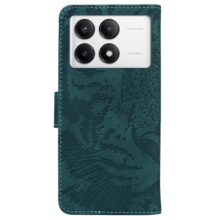 For Redmi K70 / K70 Pro Tiger Embossing Pattern Flip Leather Phone Case(Green) - K70 Cases by PMC Jewellery | Online Shopping South Africa | PMC Jewellery | Buy Now Pay Later Mobicred