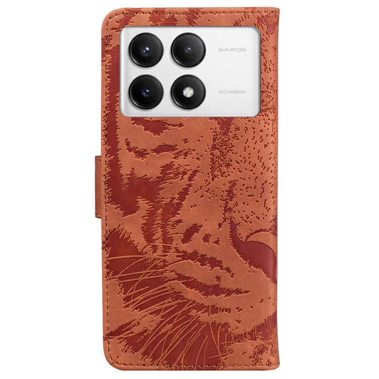 For Redmi K70 / K70 Pro Tiger Embossing Pattern Flip Leather Phone Case(Brown) - K70 Cases by PMC Jewellery | Online Shopping South Africa | PMC Jewellery | Buy Now Pay Later Mobicred